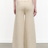 Double Knit Wide Flare Leg Wool Pants in Ecru Cream White by Lauren Manoogian Designer Brand 