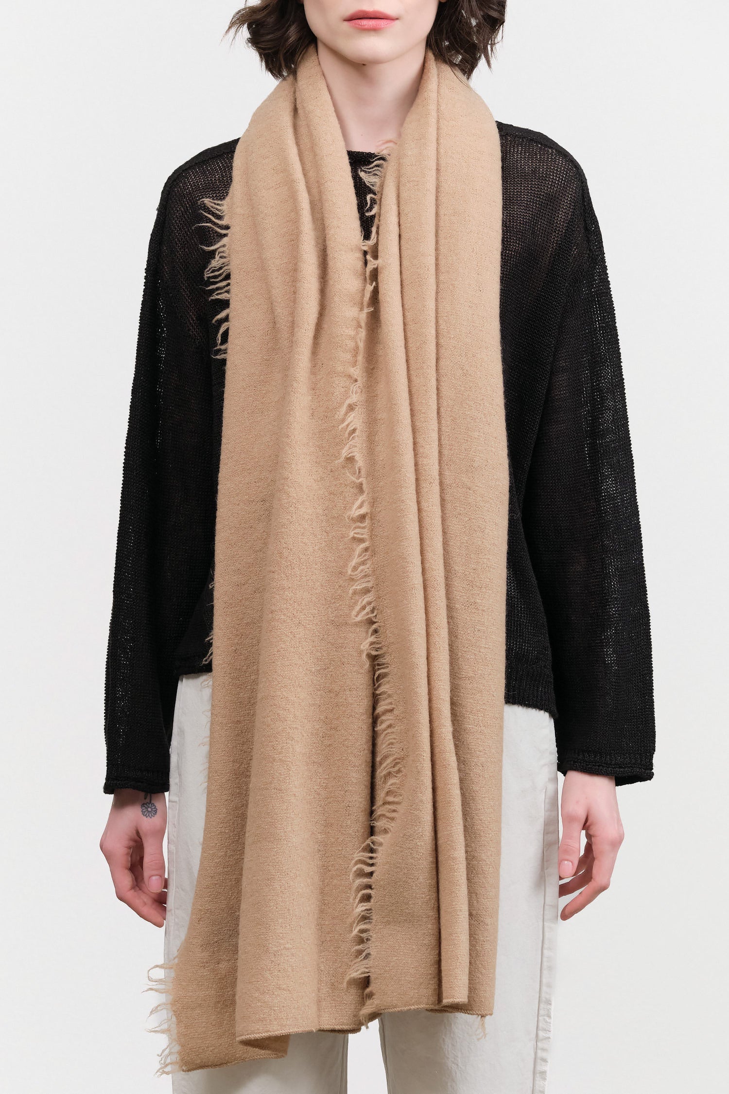 Felt Fringe Scarf by Lauren Manoogian in Camel