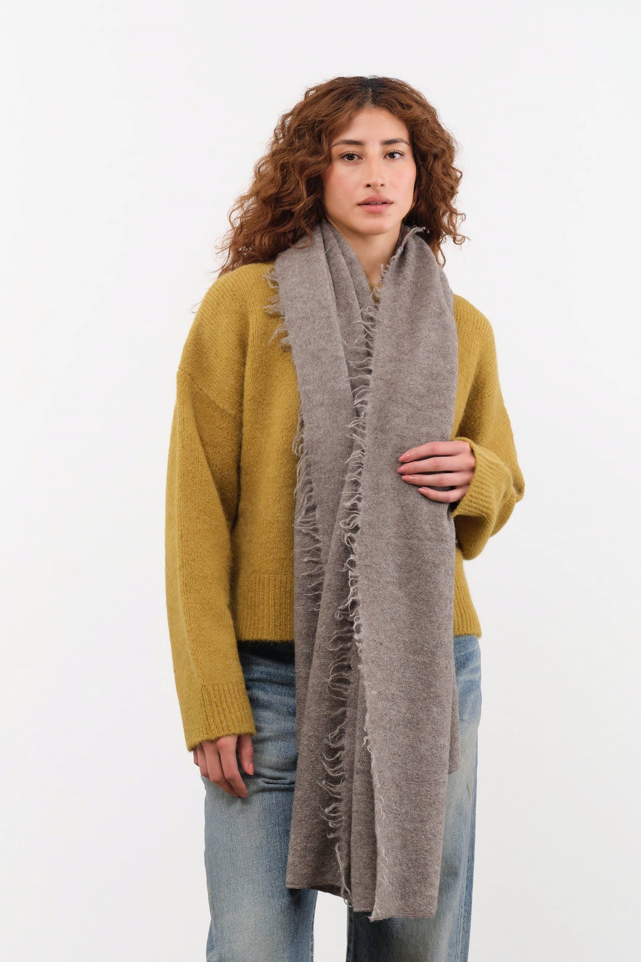 Lauren Manoogian Accessories Scarves Felt Fringe Scarf in Cinder Cinder / One Size