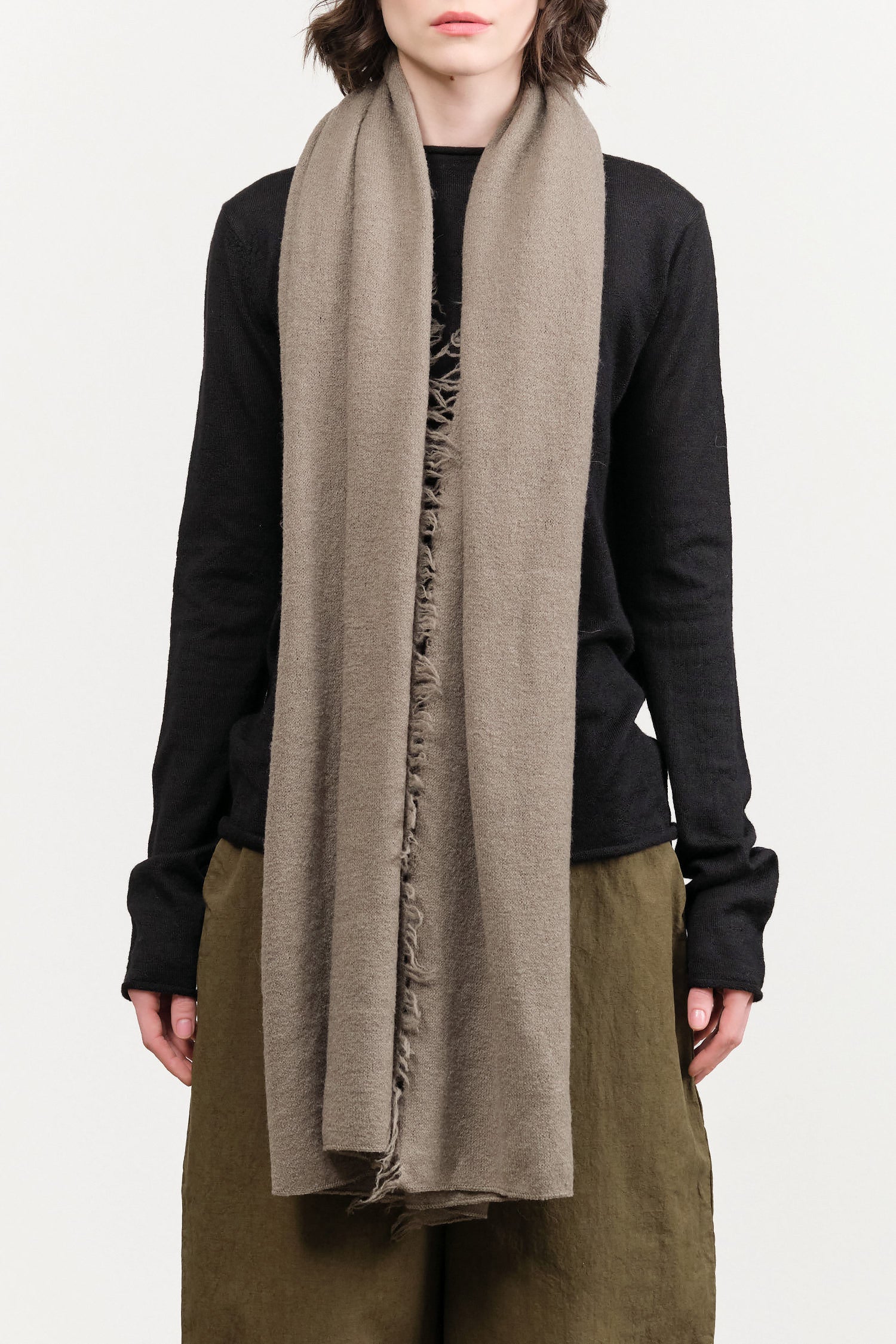 Felt Fringe Scarf by Lauren Manoogian in Concrete