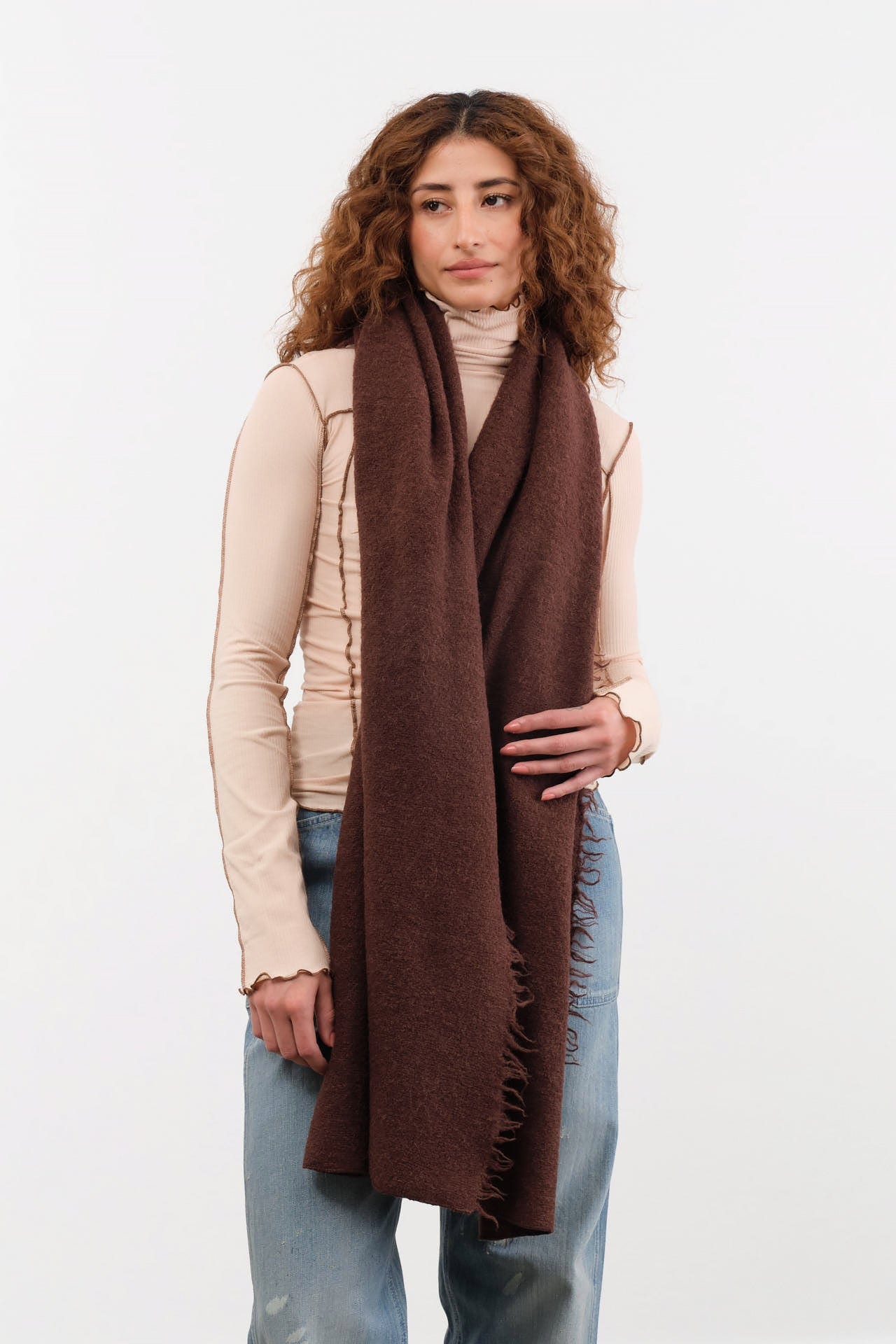 Lauren Manoogian Accessories Scarves Felt Fringe Scarf in Merlot Merlot / One Size