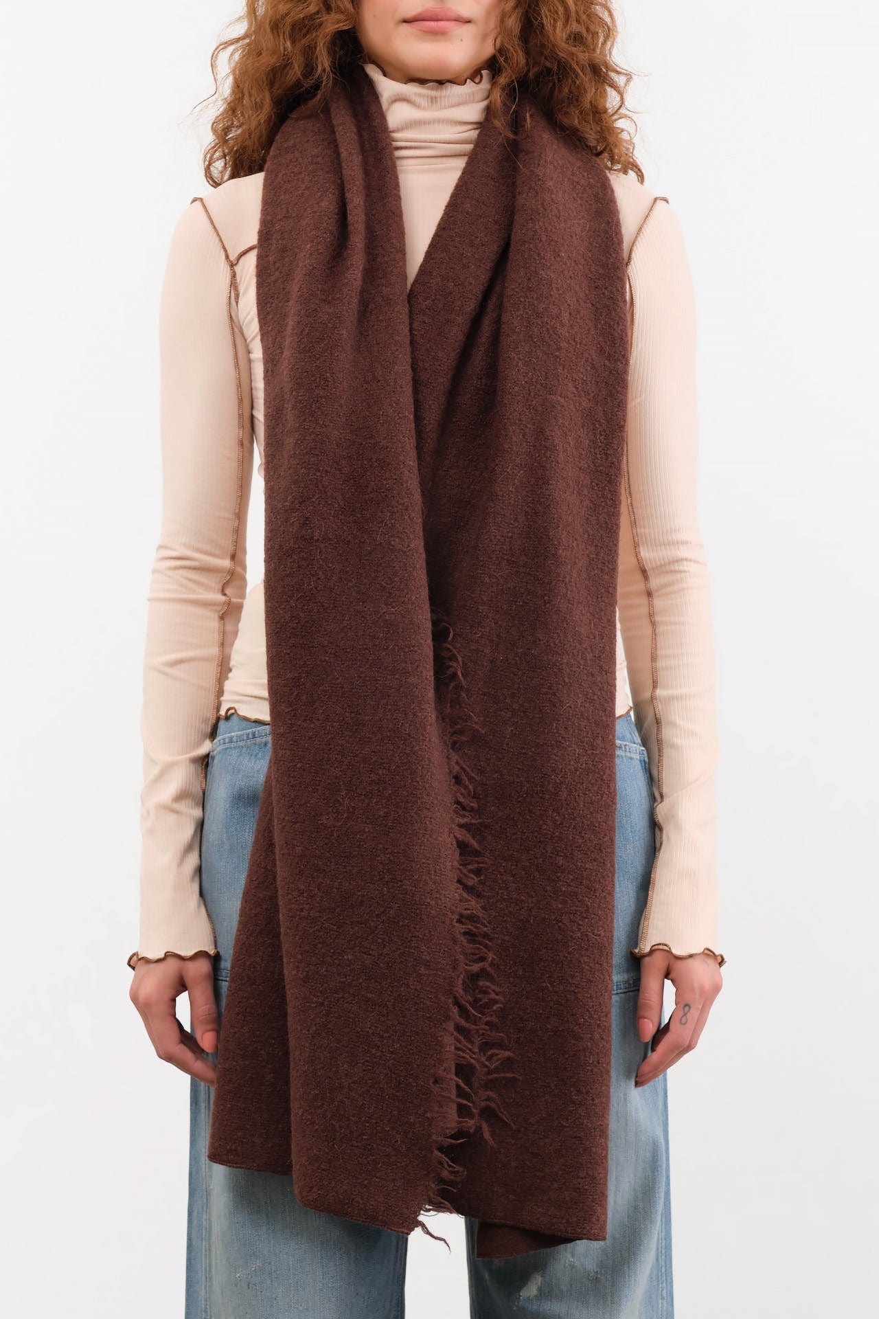 Lauren Manoogian Accessories Scarves Felt Fringe Scarf in Merlot Merlot / One Size
