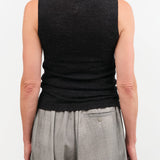 Lauren Manoogian Apparel Womens Sweaters Fine High V Shell in Black Melange