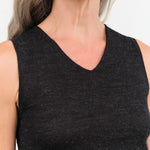 Lauren Manoogian Apparel Womens Sweaters Fine High V Shell in Black Melange