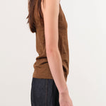 Lauren Manoogian Apparel Womens Sweaters Fine High V Shell in Rust