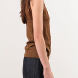 Lauren Manoogian Apparel Womens Sweaters Fine High V Shell in Rust