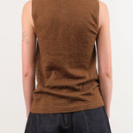 Lauren Manoogian Apparel Womens Sweaters Fine High V Shell in Rust