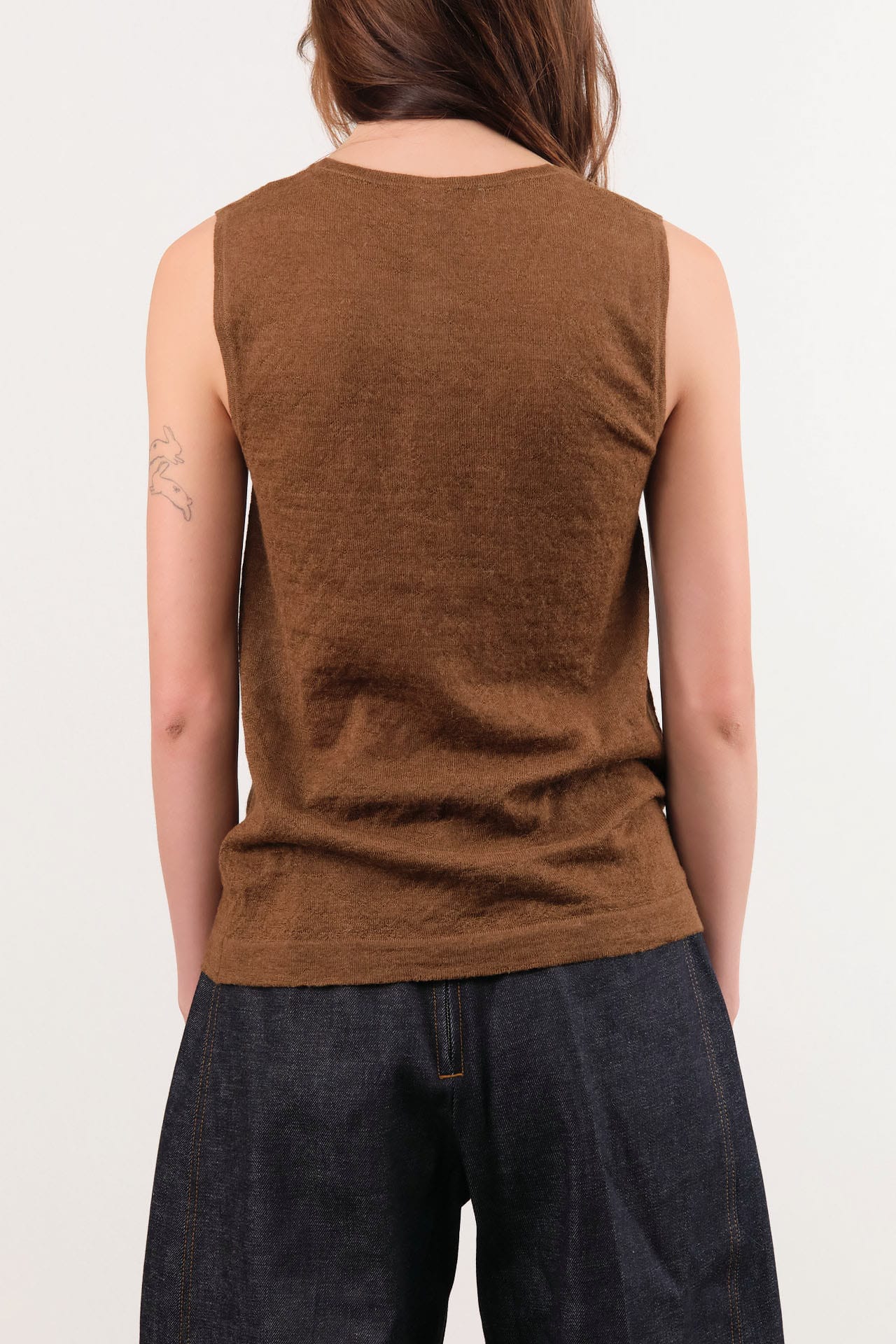 Lauren Manoogian Apparel Womens Sweaters Fine High V Shell in Rust