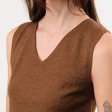 Lauren Manoogian Apparel Womens Sweaters Fine High V Shell in Rust