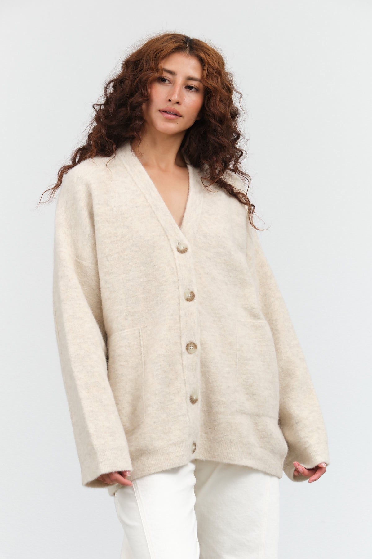 Lauren Manoogian Fleece Cardigan in Ecru