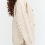 Lauren Manoogian Designer Brand Long Sleeve Fleece Button Up Cardigan in Ecru Cream