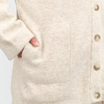 Long Sleeve Fleece Button Up Cardigan by Lauren Manoogian Designer Brand in Ecru Cream