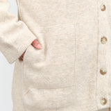 Long Sleeve Fleece Button Up Cardigan by Lauren Manoogian Designer Brand in Ecru Cream