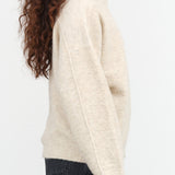 Lauren Manoogian Designer Brand Long Sleeve Fleece Crewneck Sweater in Ecru Cream