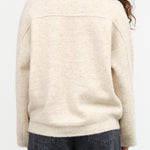 Long Sleeve Fleece Crewneck Sweater in Ecru Cream by Lauren Manoogian Designer Brand