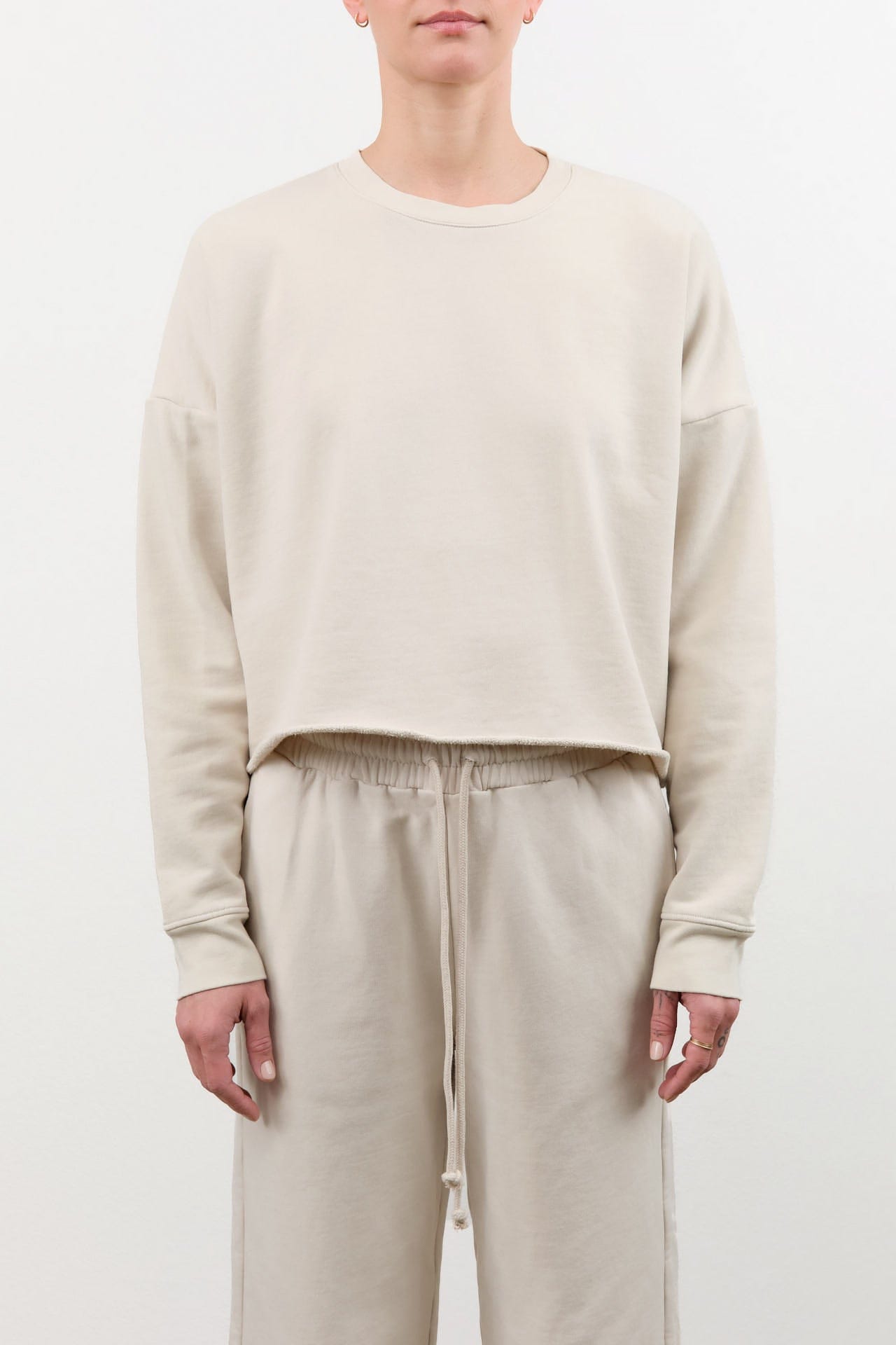 Lauren Manoogian Apparel Womens Sweaters Fleece Crewneck in Greige