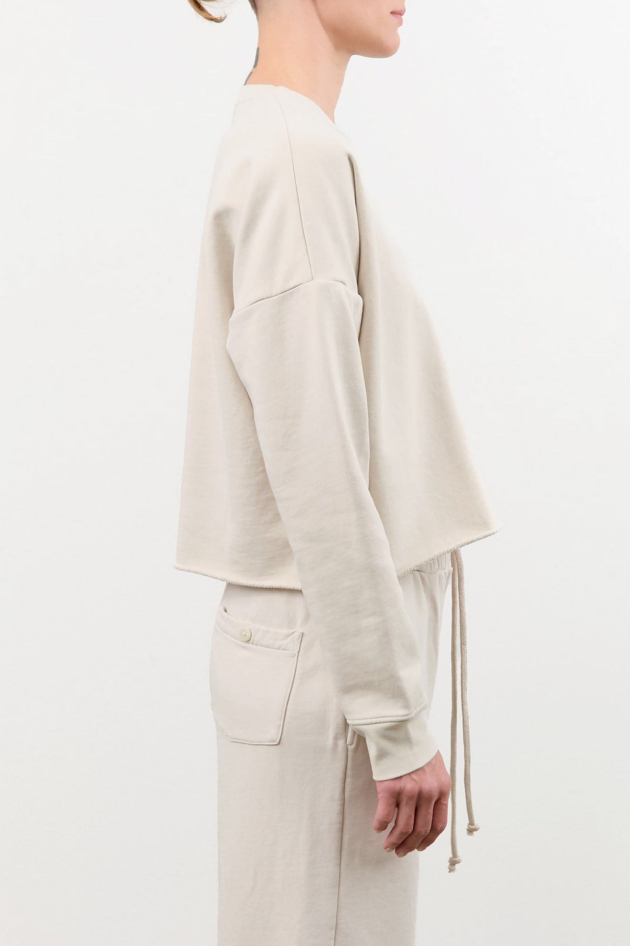 Lauren Manoogian Apparel Womens Sweaters Fleece Crewneck in Greige