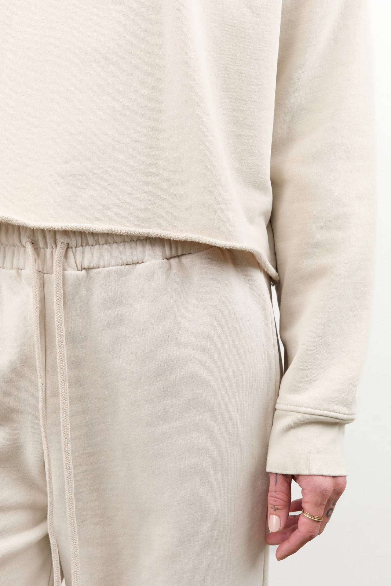 Lauren Manoogian Apparel Womens Sweaters Fleece Crewneck in Greige