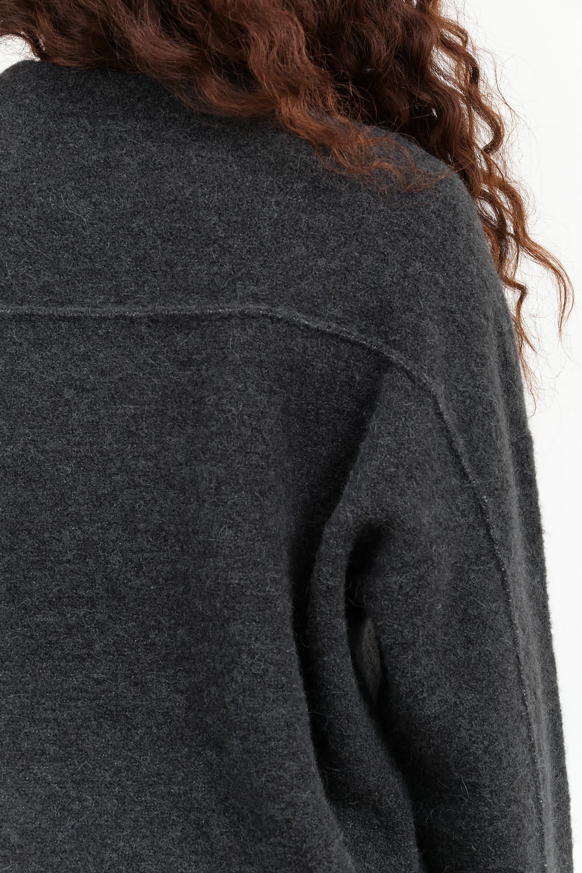 Long Sleeve Fleece Crewneck Sweater in Ink Black Gray by Lauren Manoogian Designer Brand