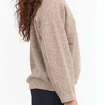 Lauren Manoogian Designer Brand Long Sleeve Fleece Crewneck Sweater in Moth Tan