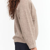 Lauren Manoogian Designer Brand Long Sleeve Fleece Crewneck Sweater in Moth Tan