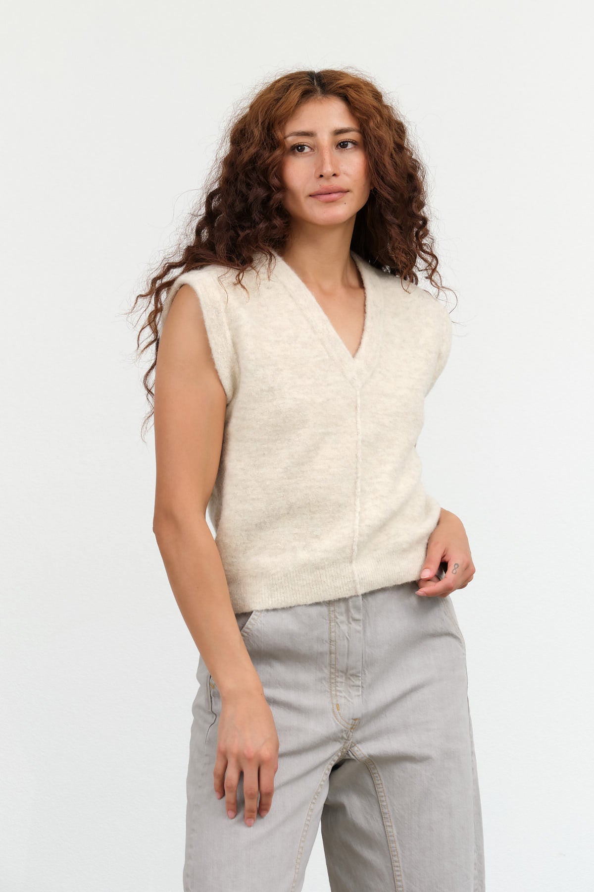 Lauren Manoogian Fleece Vest in Ecru