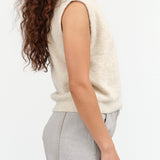 Lauren Manoogian Designer Brand Wool Fleece Sleeveless Vest in Ecru Cream White