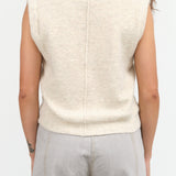 Wool Fleece Sleeveless Vest in Ecru Cream White by Lauren Manoogian Designer Brand