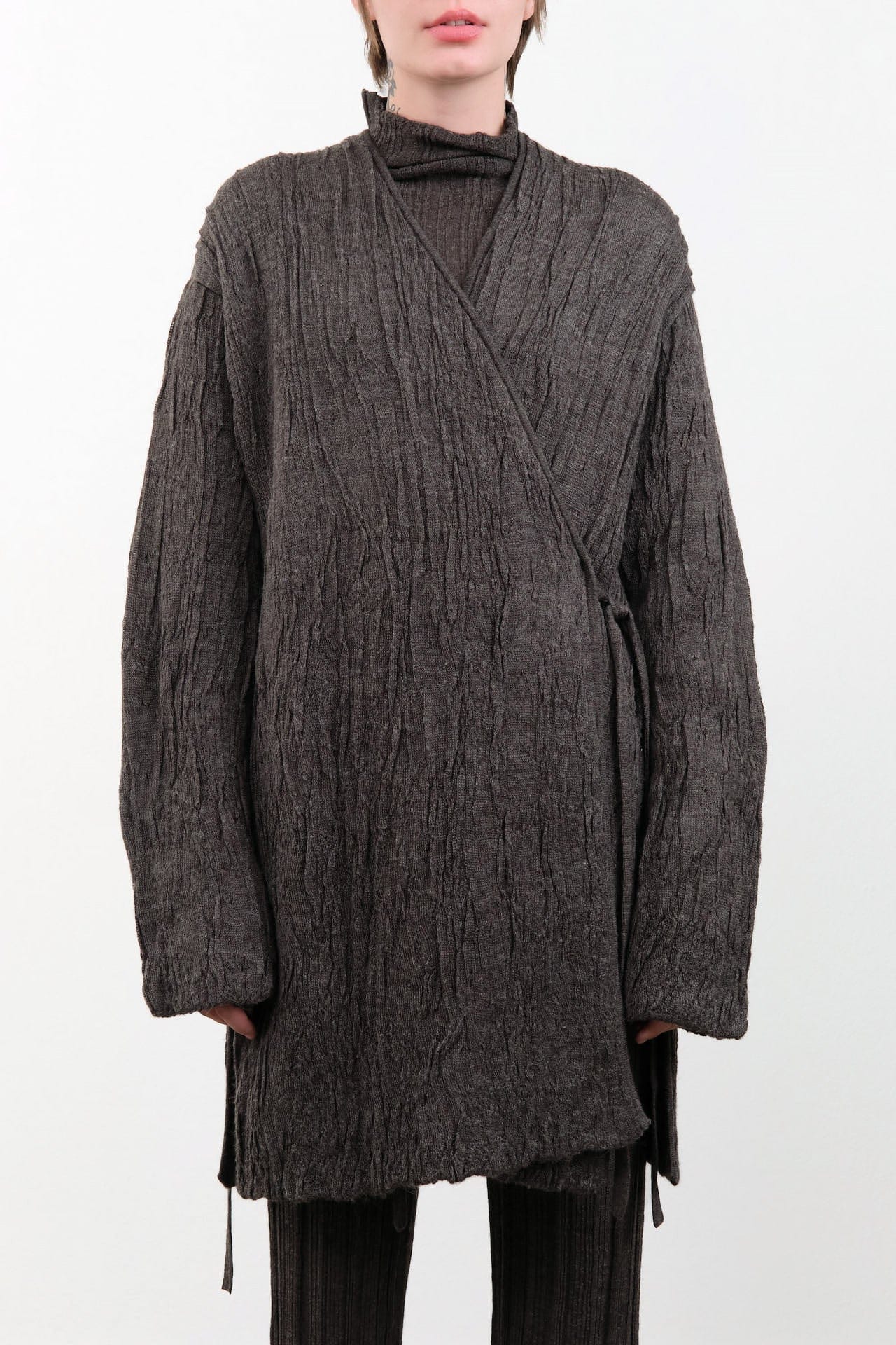 Lauren Manoogian Apparel Womens Sweaters Gauze Cardigan Blackened / One Size