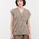 Lauren Manoogian Apparel Womens Sweaters Handknit Cable Vest Marl / One Size