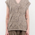 Lauren Manoogian Apparel Womens Sweaters Handknit Cable Vest Marl / One Size