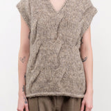 Lauren Manoogian Apparel Womens Sweaters Handknit Cable Vest Marl / One Size