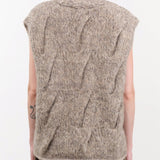 Lauren Manoogian Apparel Womens Sweaters Handknit Cable Vest Marl / One Size