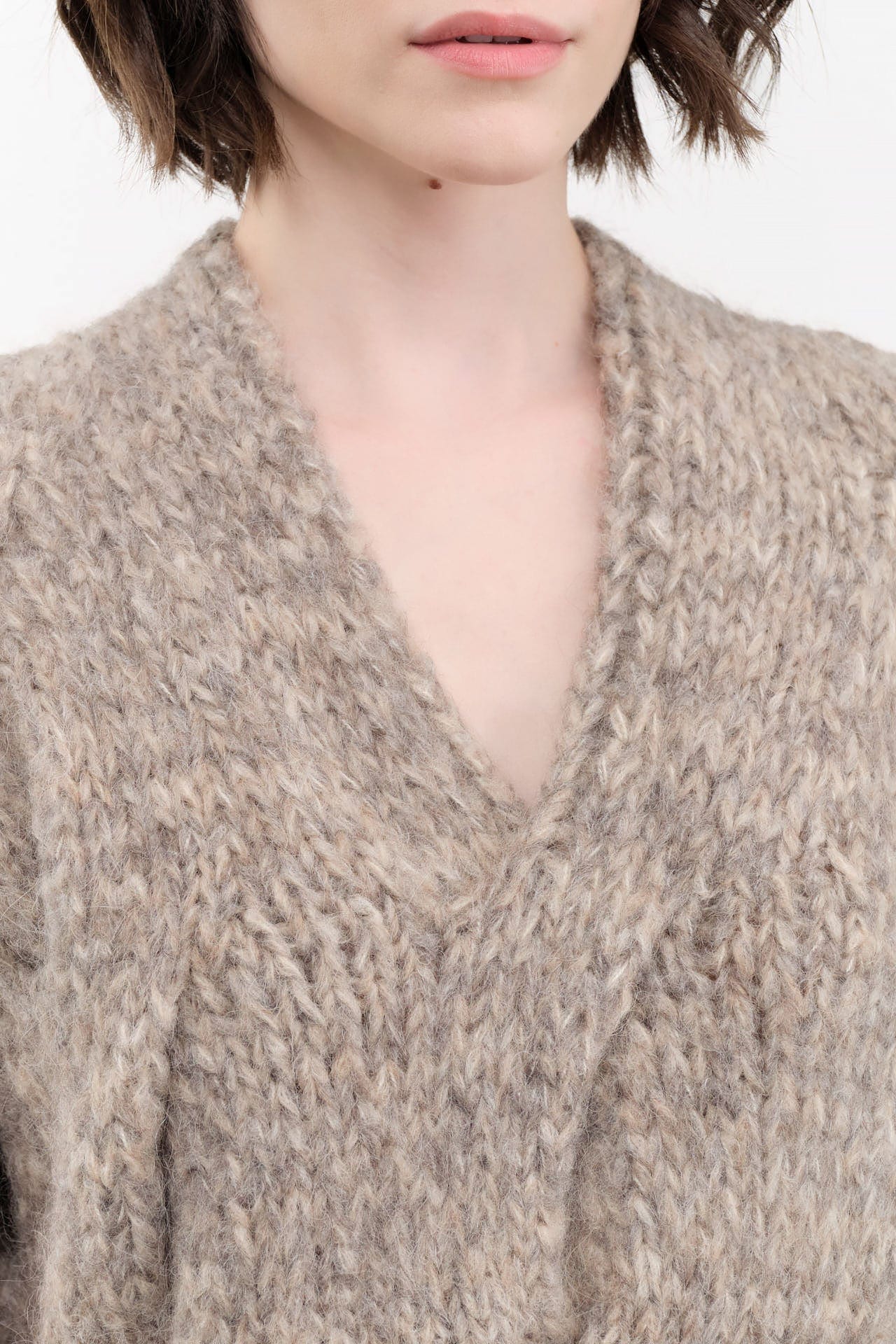 Lauren Manoogian Apparel Womens Sweaters Handknit Cable Vest Marl / One Size