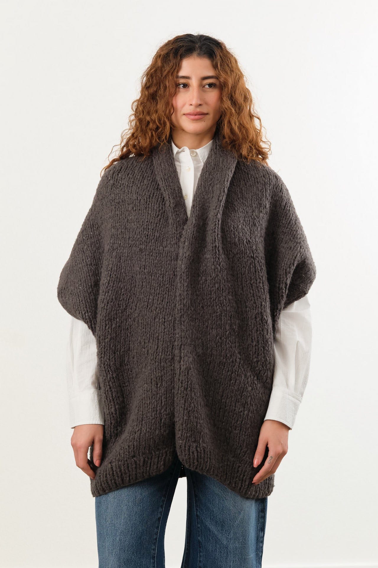 Lauren Manoogian Apparel Womens Sweaters Handknit Cocoon Coal / One Size