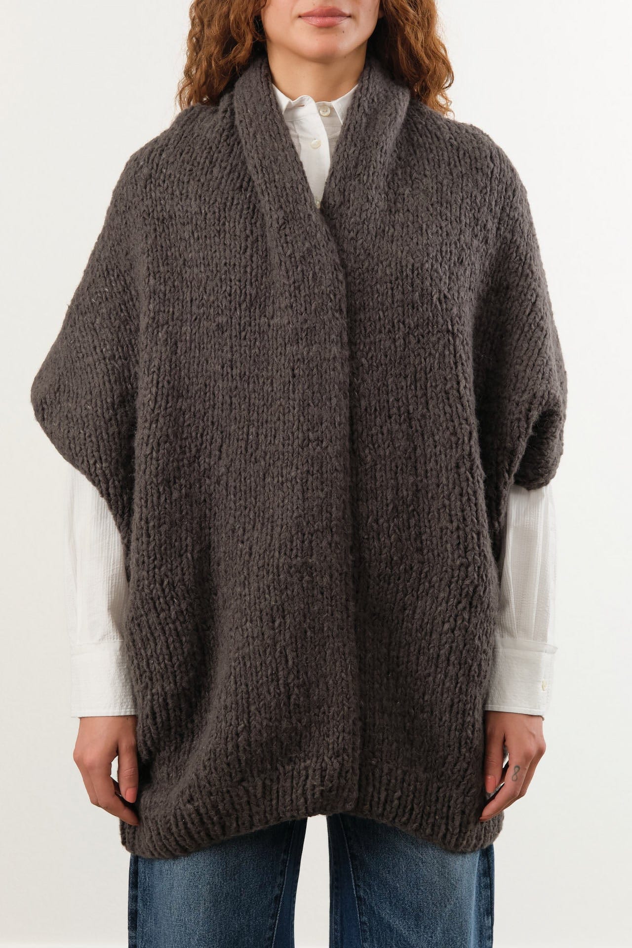 Lauren Manoogian Apparel Womens Sweaters Handknit Cocoon Coal / One Size