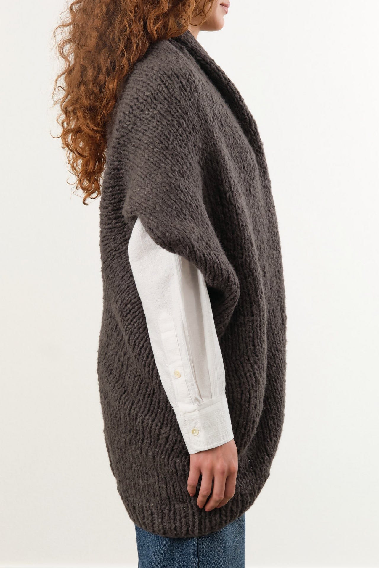 Lauren Manoogian Apparel Womens Sweaters Handknit Cocoon Coal / One Size