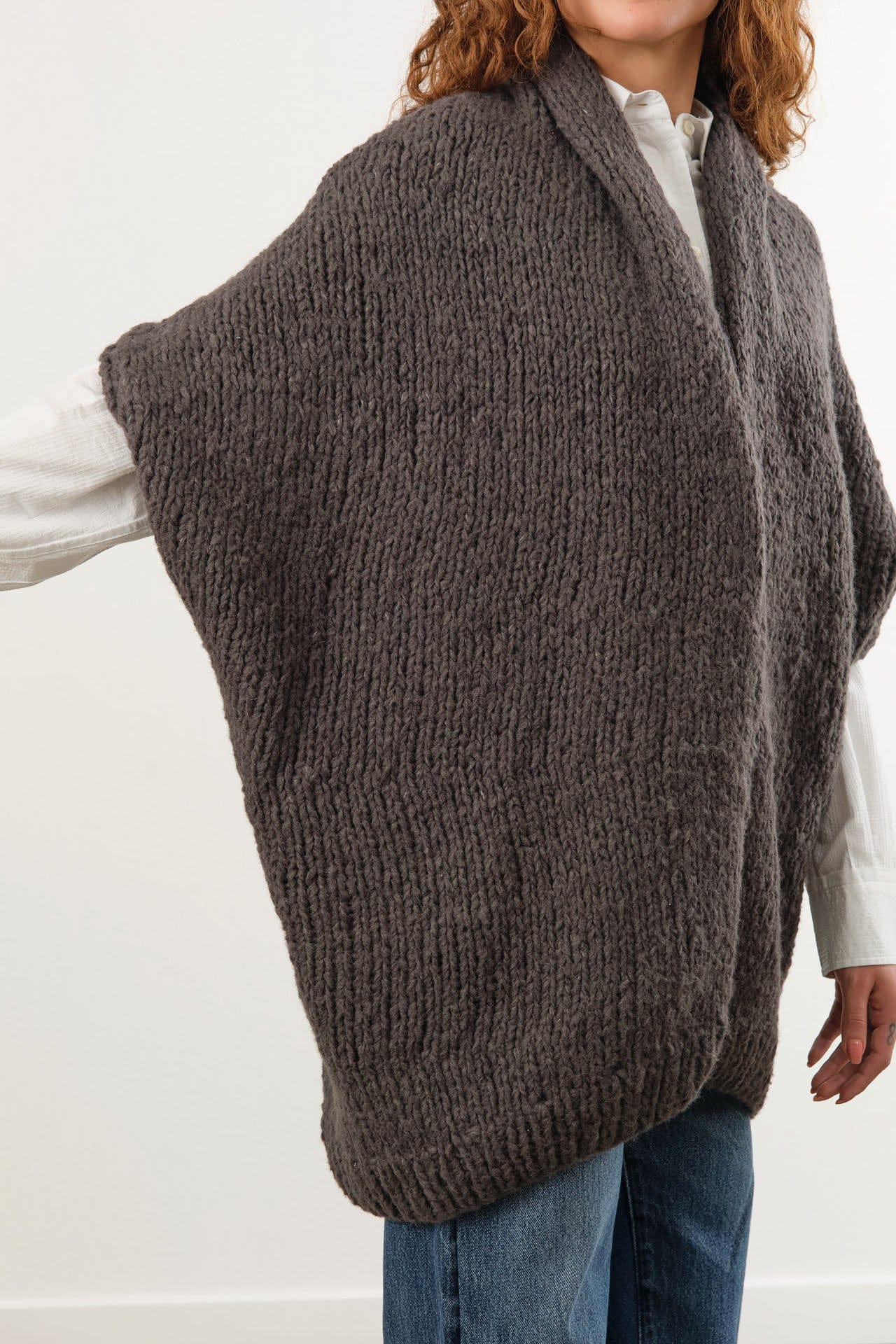 Lauren Manoogian Apparel Womens Sweaters Handknit Cocoon Coal / One Size