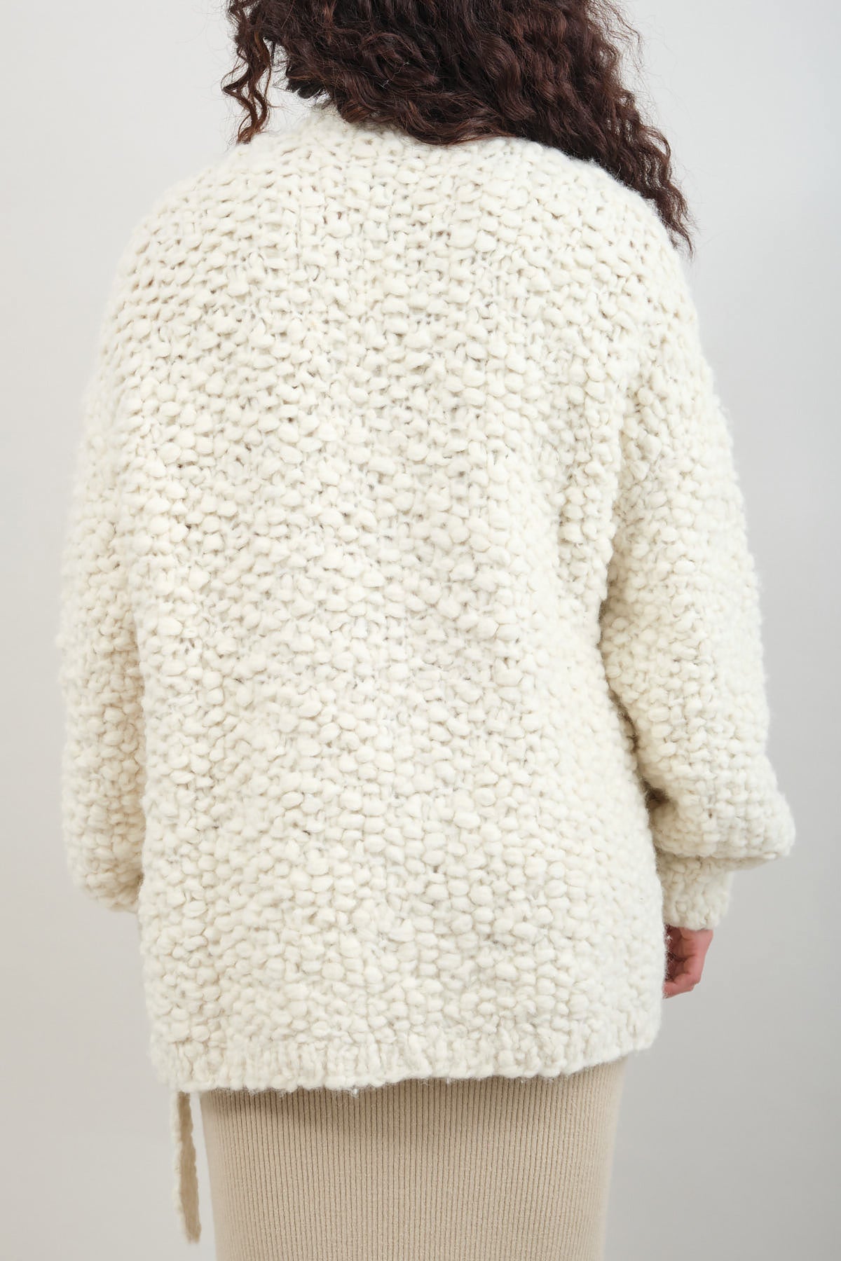 Handknit Matta Cardigan in Raw White