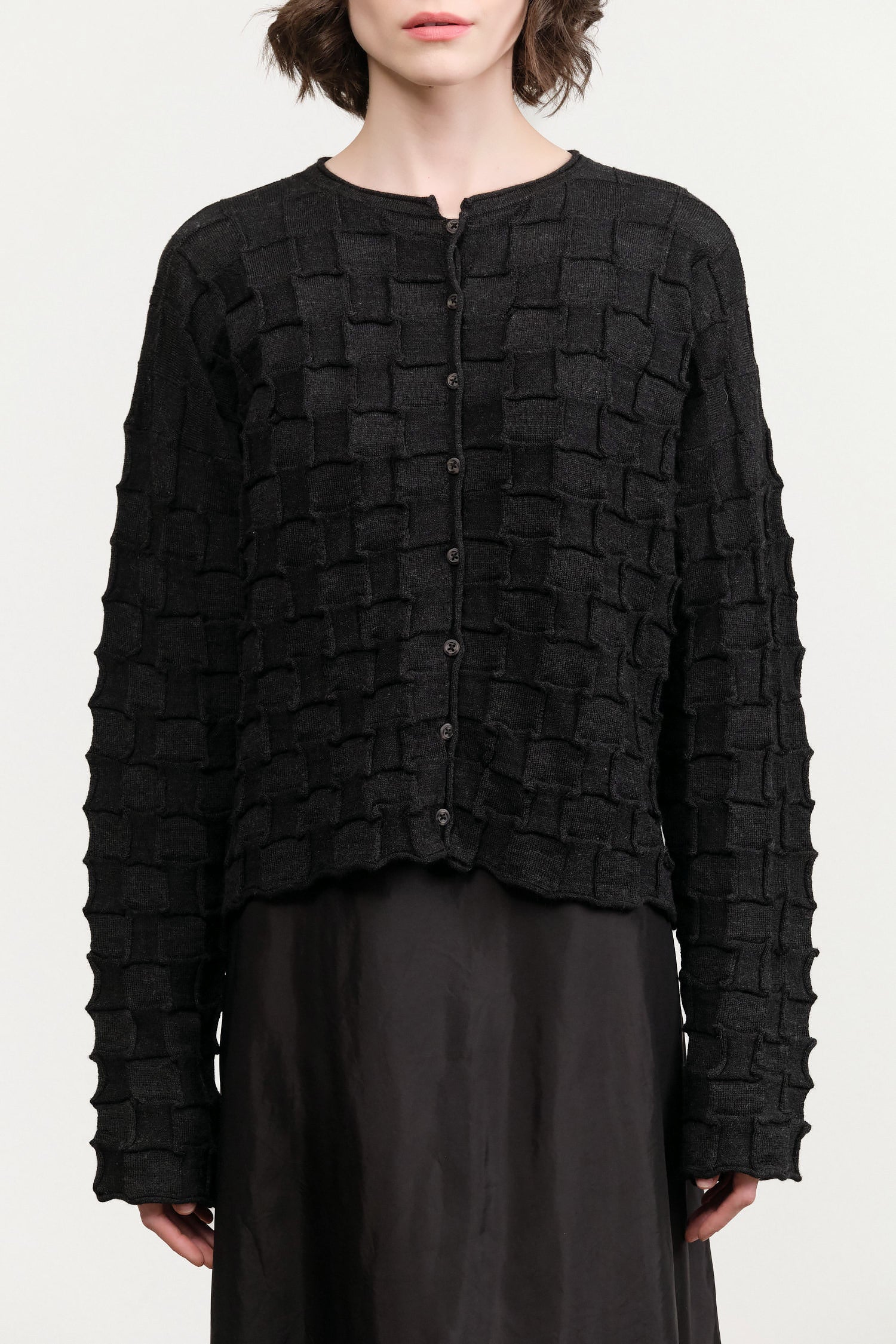 Inlay Cardigan by Lauren Manoogian in Black Melange