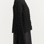 Lauren Manoogian Designer Brand Cashmere Inlay Cardigan in Black Melange