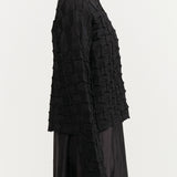 Lauren Manoogian Designer Brand Cashmere Inlay Cardigan in Black Melange