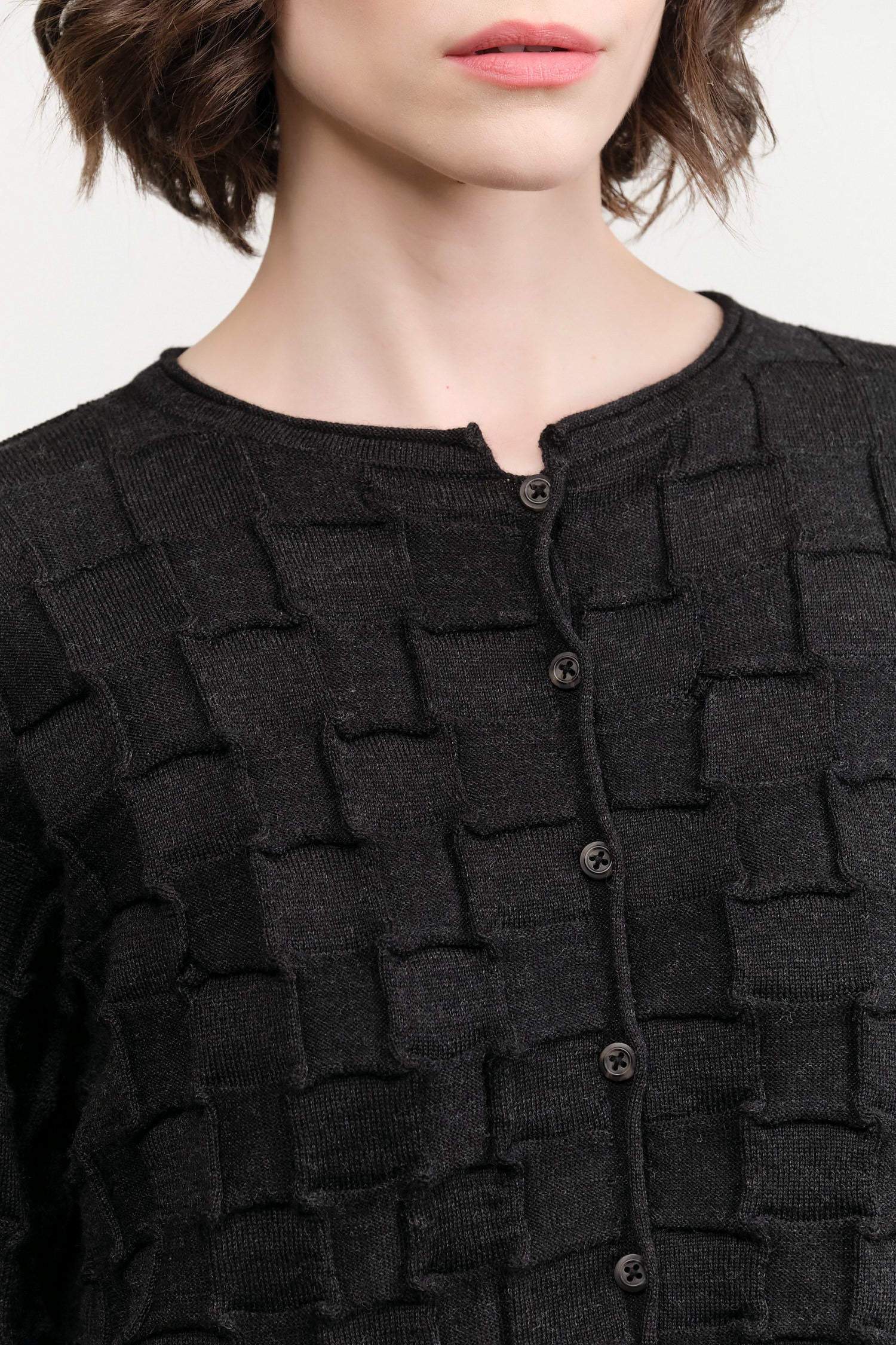 Black Melange Inlay Cardigan by Lauren Manoogian