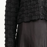 Cashmere Inlay Cardigan in Black Melange by Lauren Manoogian Designer Brand 