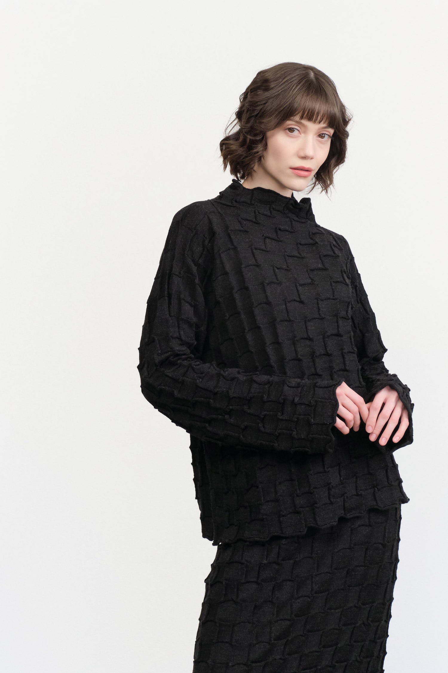 Lauren Manoogian Inlay Mockneck in Black Melange