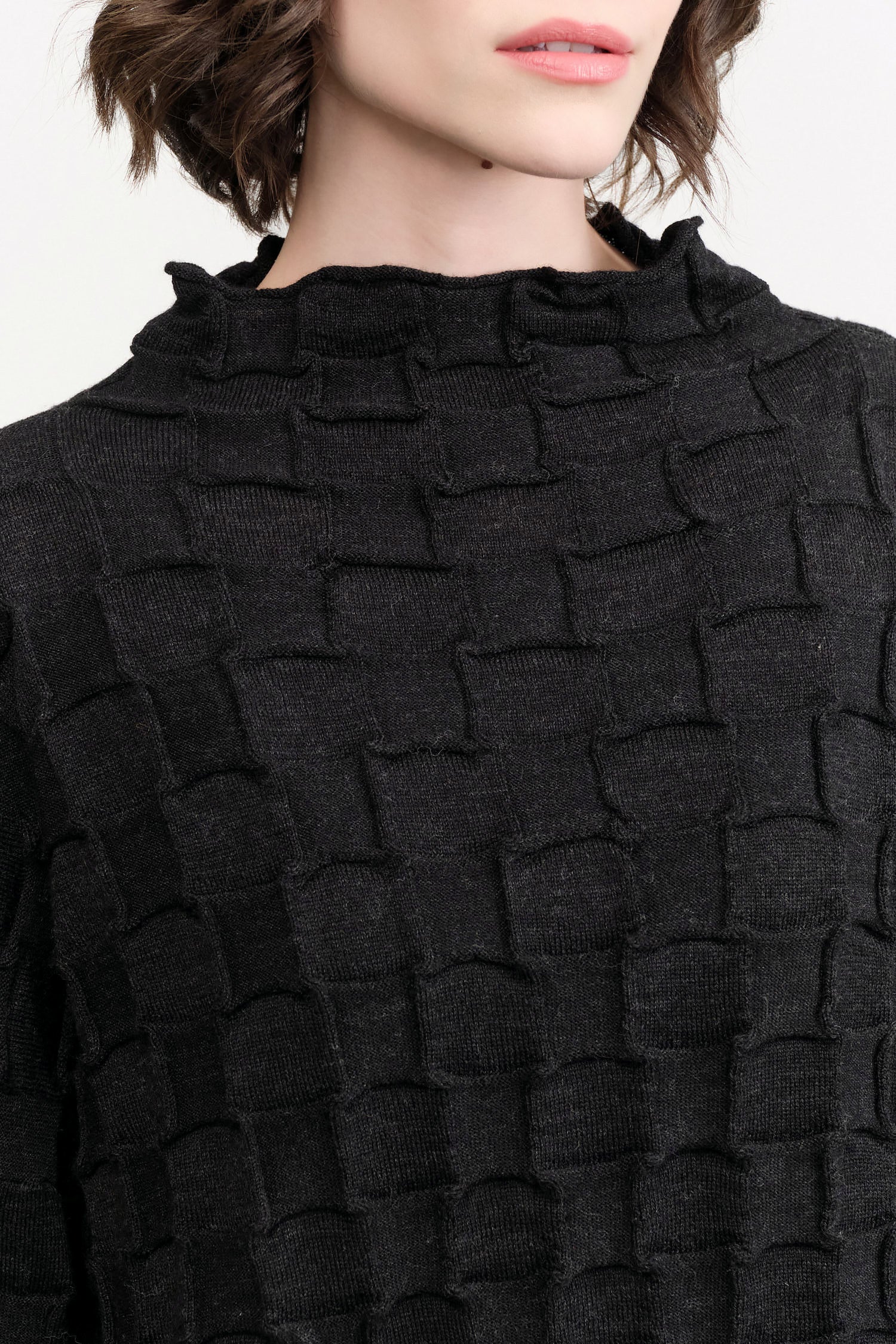 Black Melange Inlay Mockneck by Lauren Manoogian