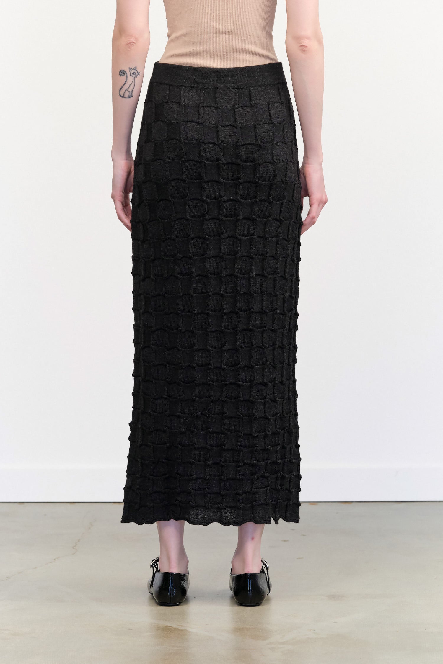 Maxi Knit Inlay Skirt in Black Melange by Lauren Manoogian Designer Brand 