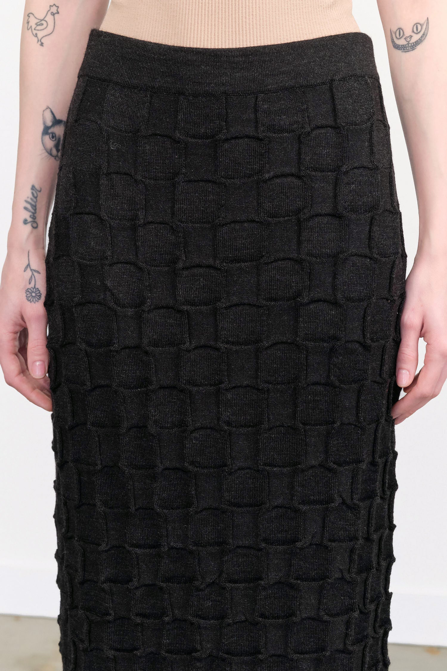 Black Melange Inlay Skirt by Lauren Manoogian