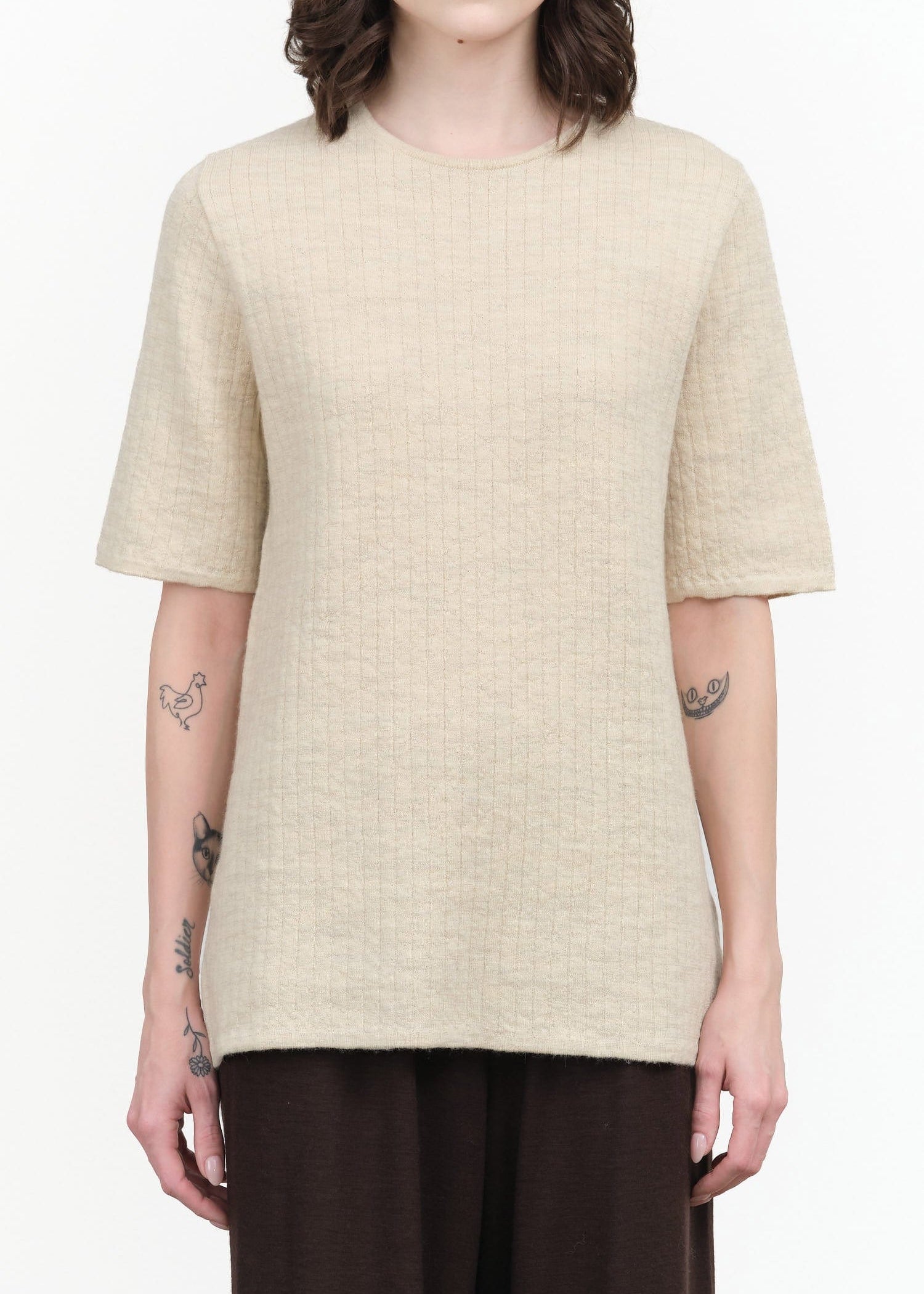Lauren Manoogian Apparel Womens Sweaters Line Quilt Tee