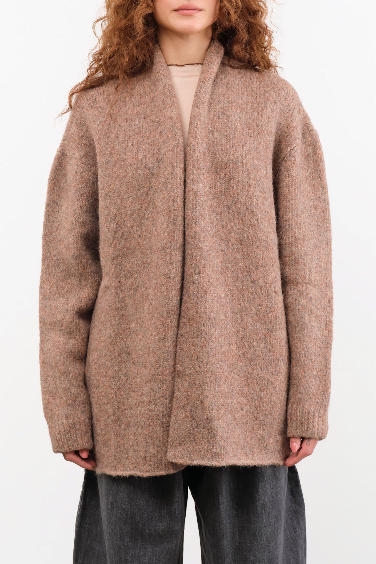 Lauren Manoogian Apparel Womens Sweaters Loft Shawl Cardigan in Spice Spice / One Size